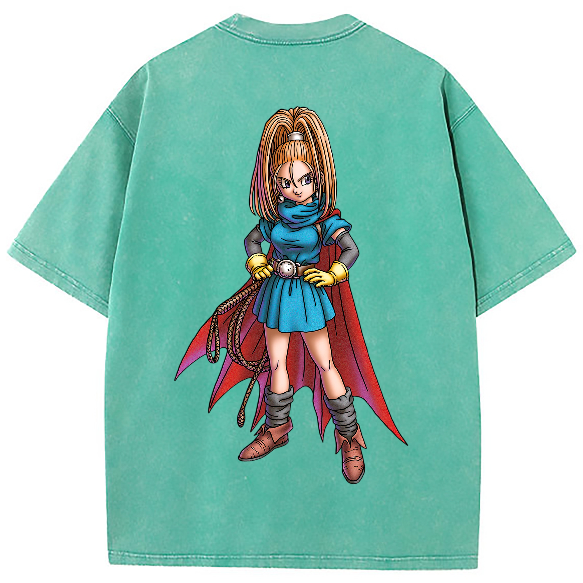 （画像用） ドラゴンクエスト Doragon Kuesuto Dragon Quest 綿100% ヴィンテージ風 半袖Tシャツ（背面プリント）